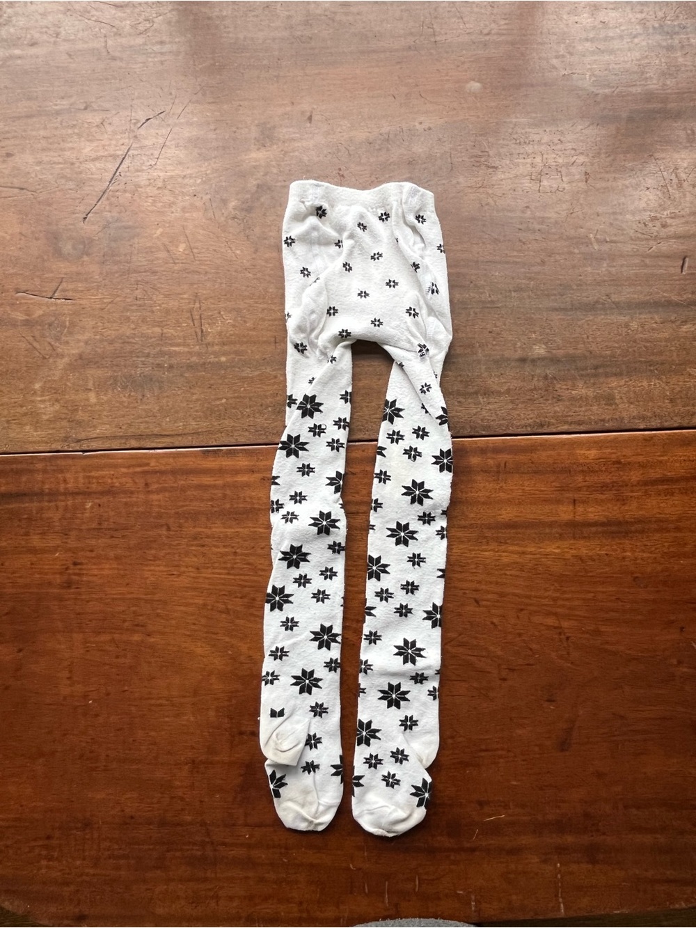 Kids White and Black Star Pattern Tights